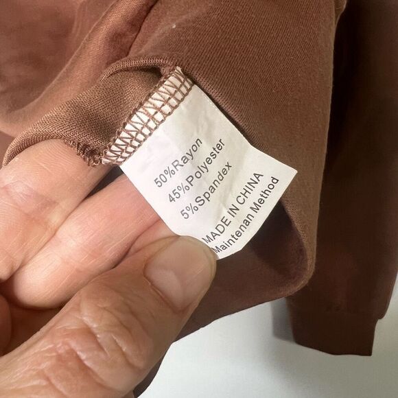 Brown Rust Pullover Funnel Neck Sweatshirt Butter Soft - Picture 3 of 8